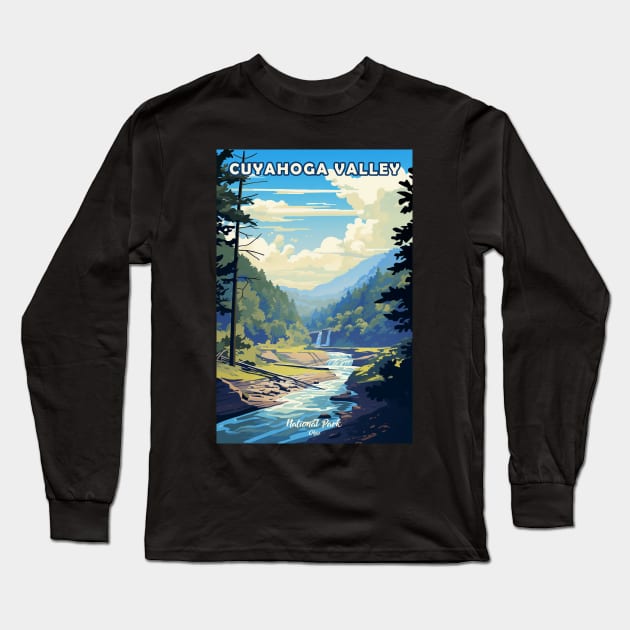 Cuyahoga Valley National Park Travel Poster Long Sleeve T-Shirt by GreenMary Design